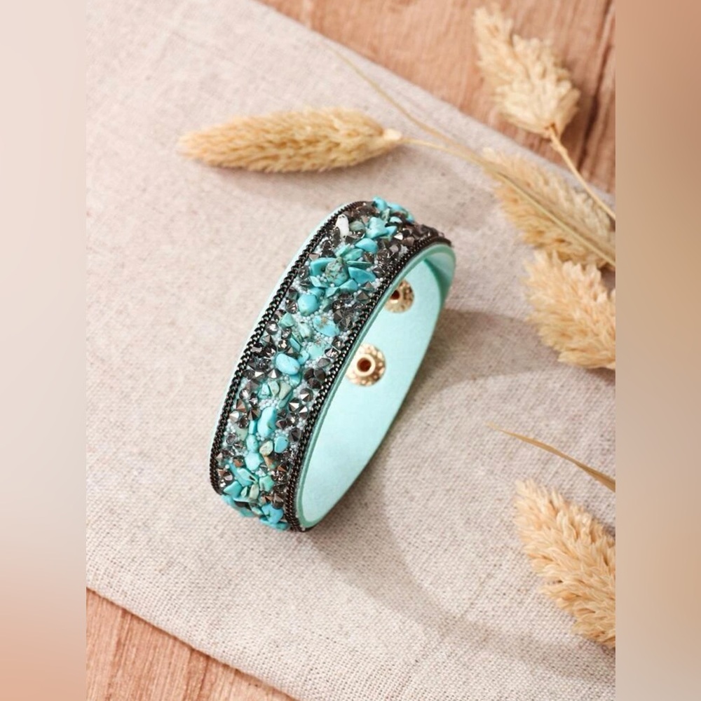 EMERY ROSE Snap Button & Stone Decor Bracelet